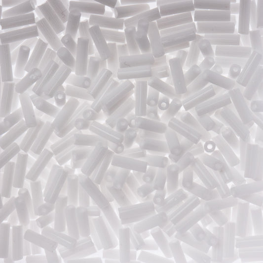 Czech Bugle Beads apx.. 19g Vial #3, Opaque White