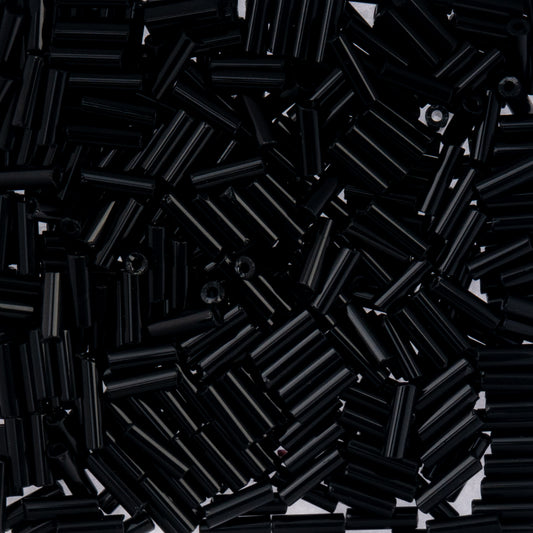 Czech Bugle Beads apx.. 19g Vial #3, Opaque Black