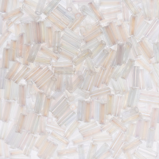Czech Bugle Beads apx.. 19g Vial #3, Transparent Crystal Iris