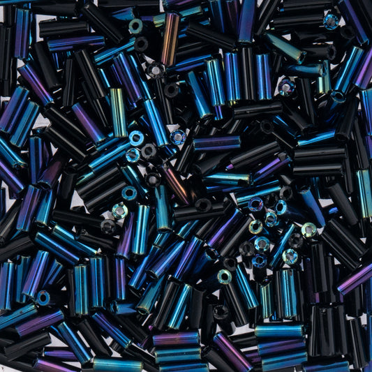 Czech Bugle Beads apx.. 19g Vial #3, Midnight Mix