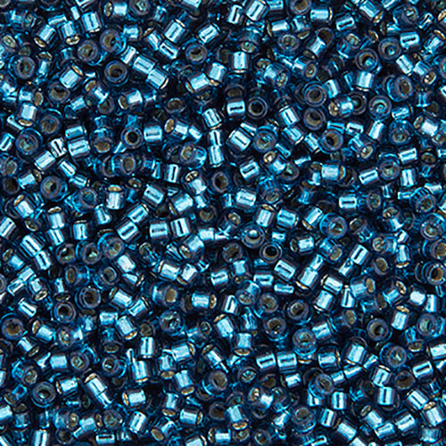 Frasco de 5,2 g teñido con revestimiento plateado y circonita azul Delica 11/0 RD n.º 0608