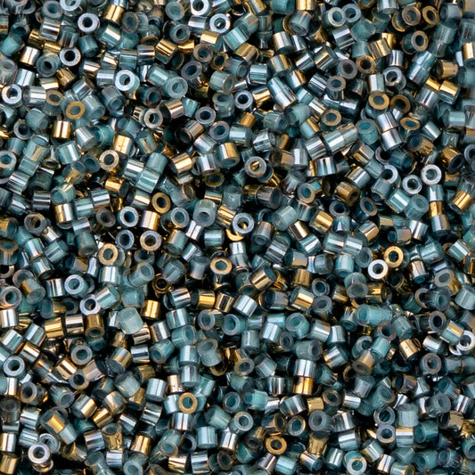 11/0 Cylin Bead, 25g Bag, Gilded Halo Crystal Aqua