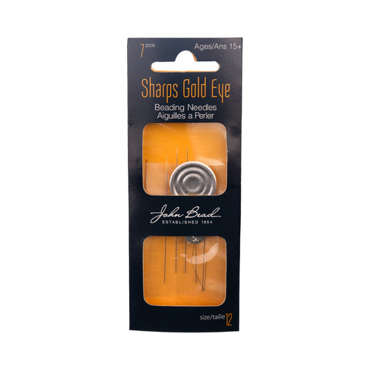 Sharps Gold Eye Beading Needle w/Threader Size 12