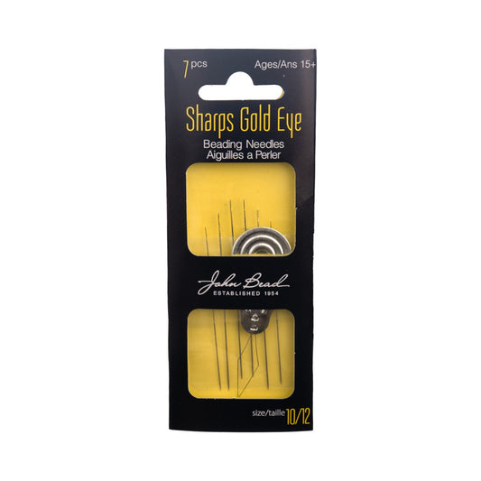 Sharps Gold Eye Beading Needle 7pc w/Threader Size 10/12