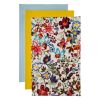 PrettyBack Faux Leather Sheet 5x8in Floral/Yellow/Light Blue 3pcs