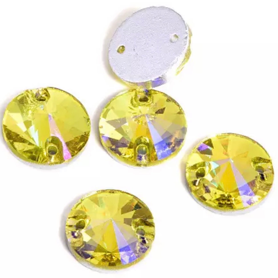 16mm Glass Rivoli Sew On -See Color Options