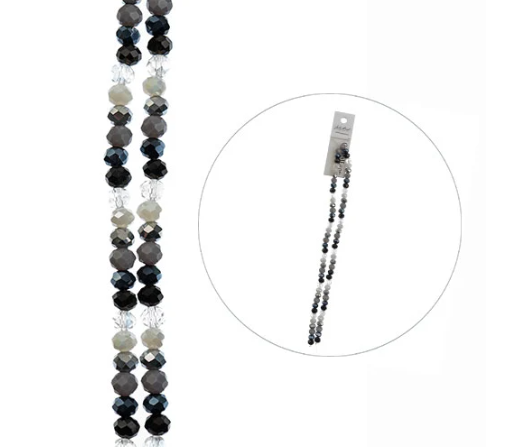 Crystal Lane Rondelle 2 Strand 7in (apx78pcs) 4x6mm Gray Mix