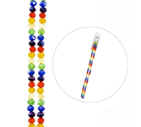 Crystal Lane Rondelle 2 Strand 7in (apx78pcs) 4x6mm Transparent Rainbow