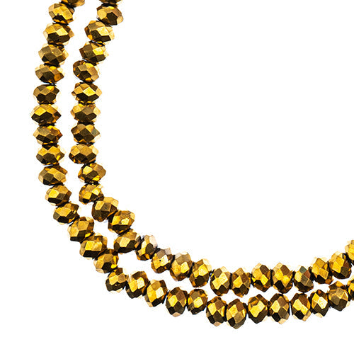 Crystal Lane Rondelle 2 Strand 7in (apx246pcs) 1.5x2.5mm Opaque Gold Iris