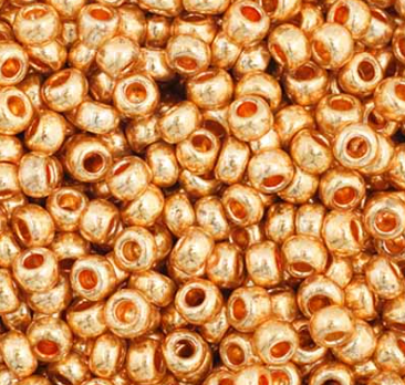 Perles de rocaille Preciosa 11/0, couleur or métallisé