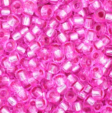 Cuentas de semillas Preciosa 11/0 con revestimiento de plata y teñido de fucsia