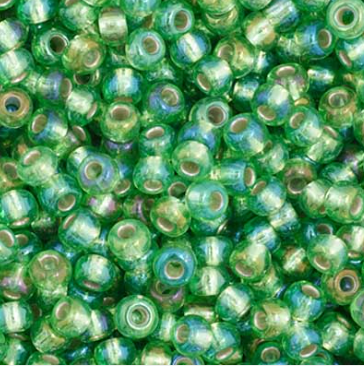 11/0 Preciosa Seed Beads Silver Lined Green Rainbow
