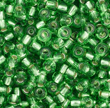Cuentas de semillas Preciosa 11/0 con revestimiento de plata color verde lima