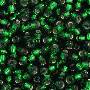 11/0 Preciosa Seed Beads Silver Lined Medium Green