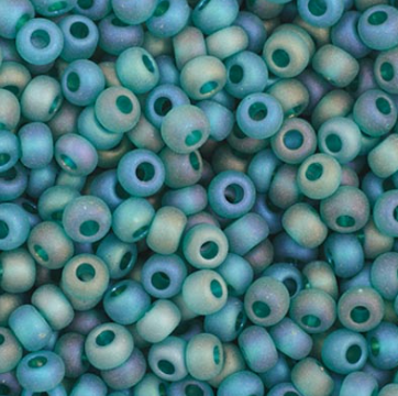 Perlas de semilla Preciosa 11/0 transparentes color verde azulado AB mate