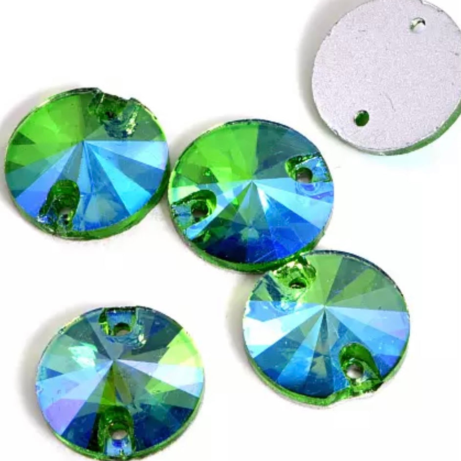 16mm Glass Rivoli Sew On -See Color Options