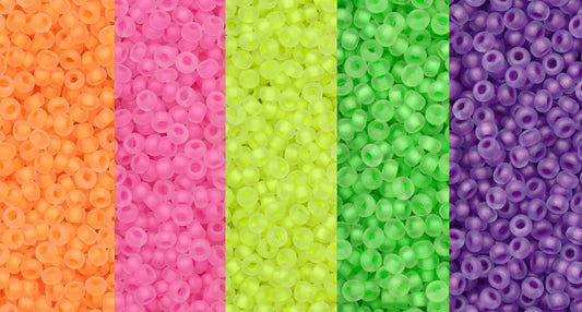 10/0 Seed Bead, Frosted Neon Color Set