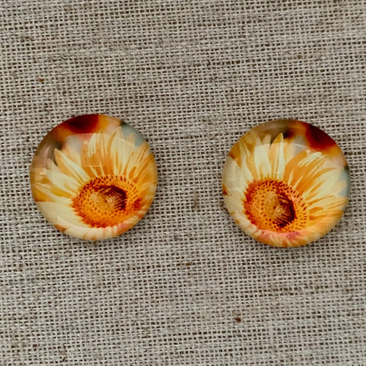20mm Flower with Background image in Glass, Glue on - See Color Options