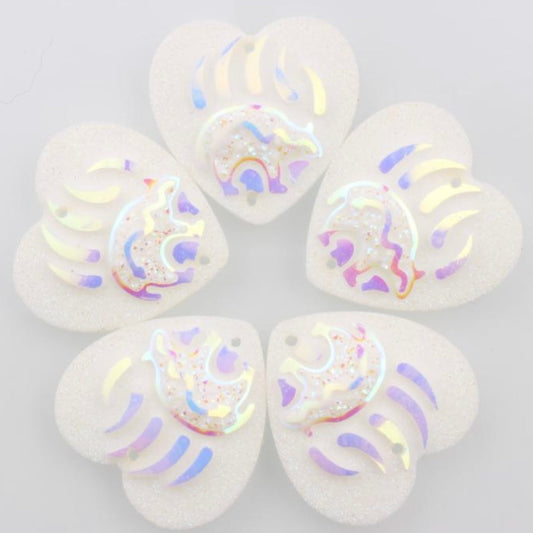 25mm Bear in Paw Heart, Resin, Sew On - See Color Options