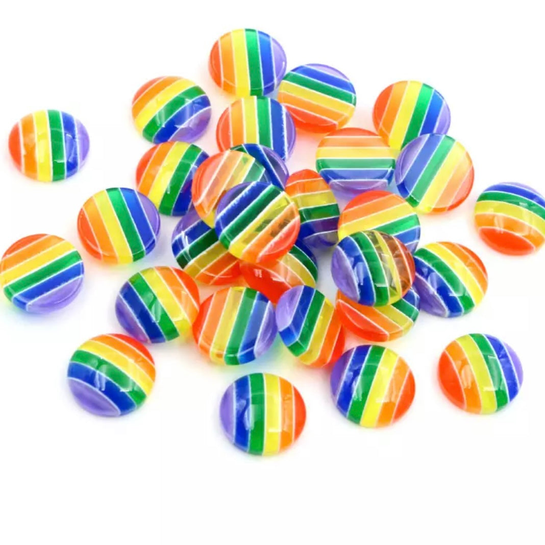 12mm Half Dome, Stripes Resin, Glue On - See Color Options