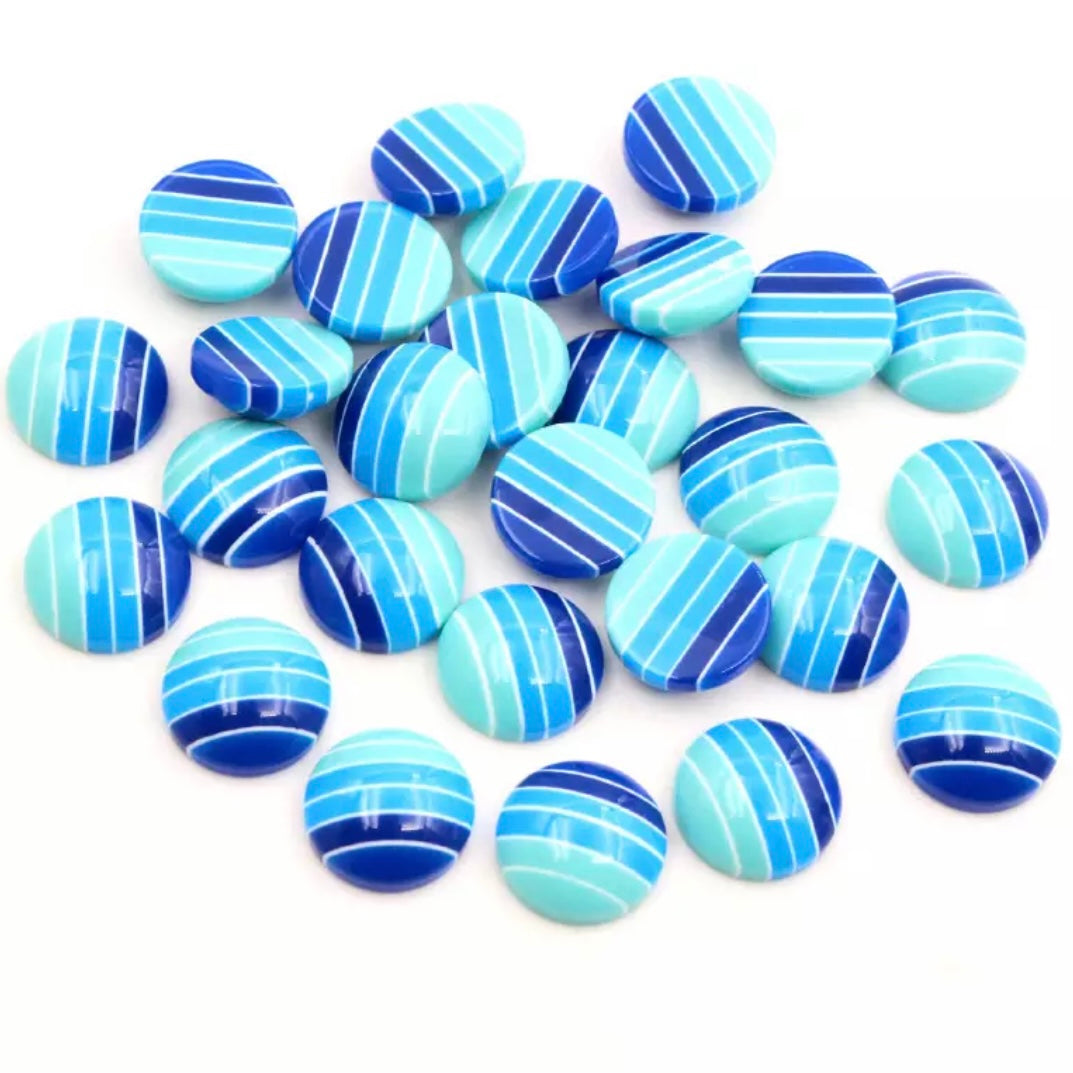 12mm Half Dome, Stripes Resin, Glue On - See Color Options