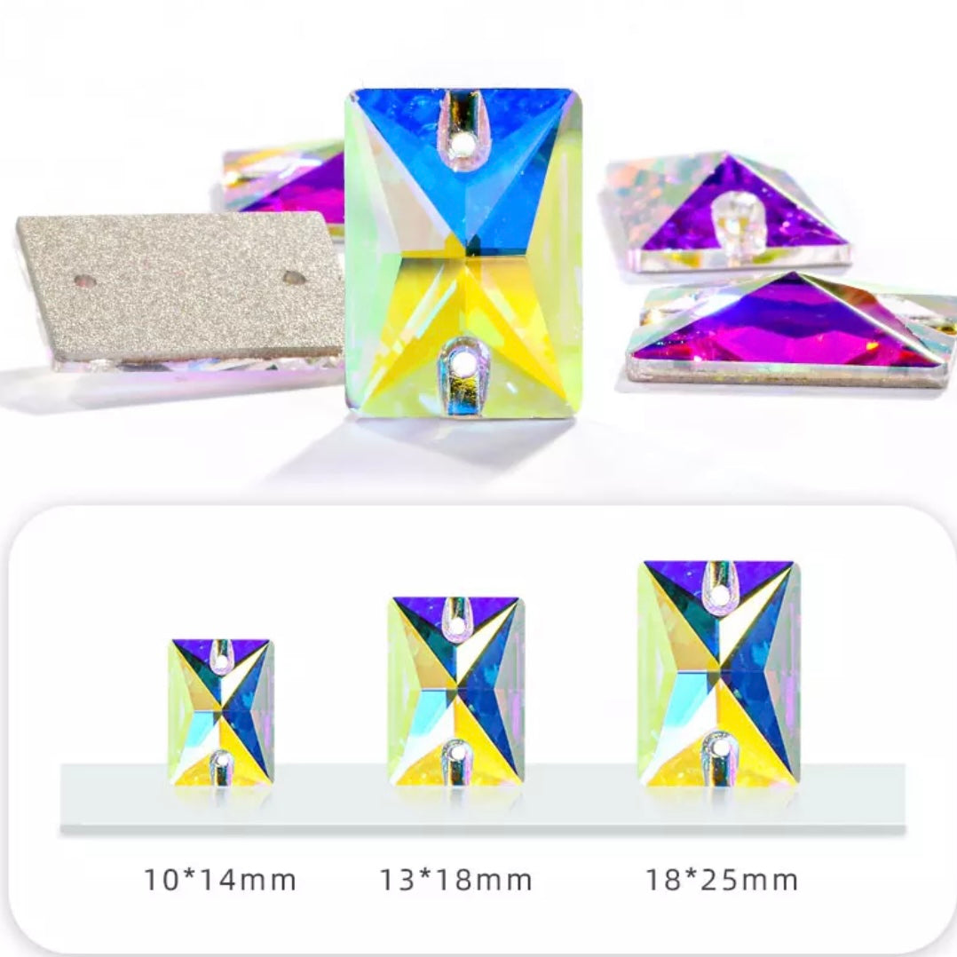 Grade AAAA Haute Qualité, K9 Cristal AB Citron Rectangle, Strass en Verre Cristal à Coudre, Vendus par Paire, Voir les tailles