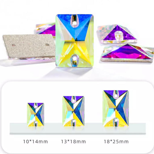 Cristal AB rectangular de limón de alta calidad, grado AAAA, diamantes de imitación para coser, se vende en pares, consulte los tamaños