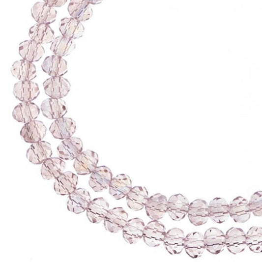 Crystal Lane Rondelle 2 Strand 7in (apx110pcs) 3x4mm Transparent Pink AB