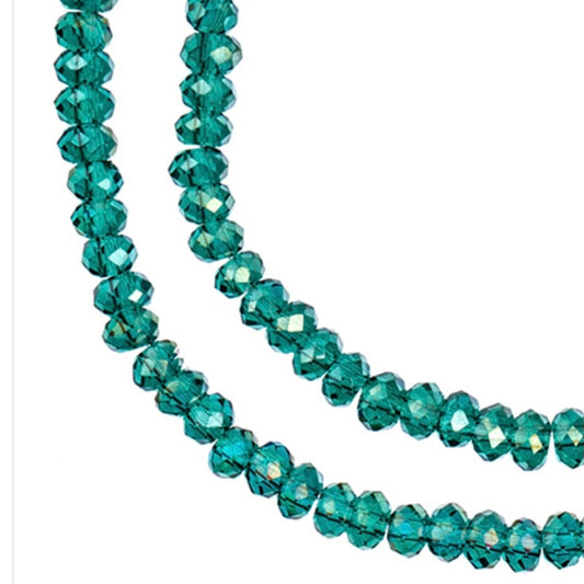 Crystal Lane Rondelle 2 Strand 7in (apx110pcs) 3x4mm Transparent Dark Green AB
