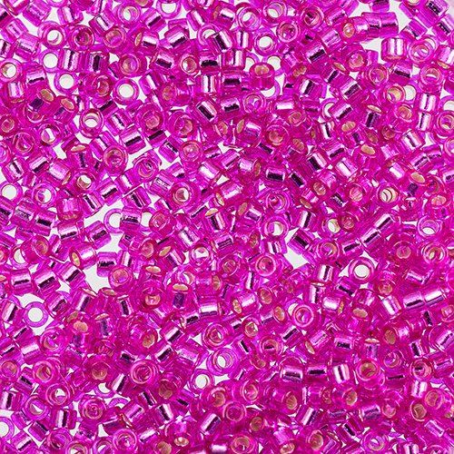Frasco Delica 11/0 RD n.° 1340 teñido con revestimiento plateado fucsia de 5,2 g