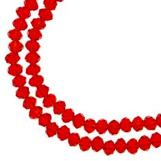 Crystal Lane Rondelle 2 hebras de 7 pulgadas (aproximadamente 78 piezas) 4 x 6 mm rojo transparente