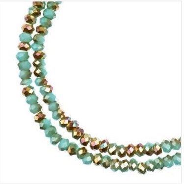Crystal Lane Rondelle 2 Strand 7in (apx246pcs) 1.5x2.5mm Opaque Blue W/Half Champagne