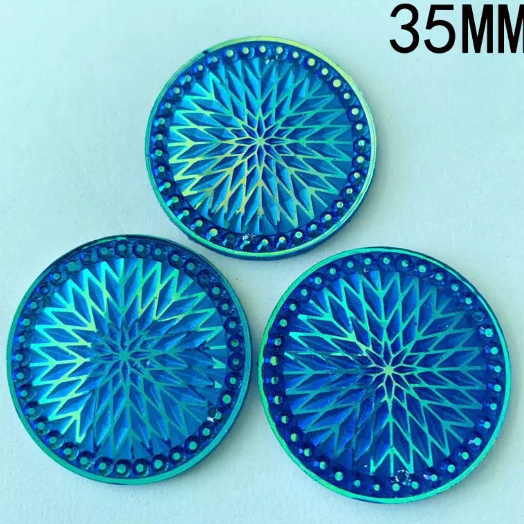 35mm Circle Starblanket, Resin, Sew On - See Color Options