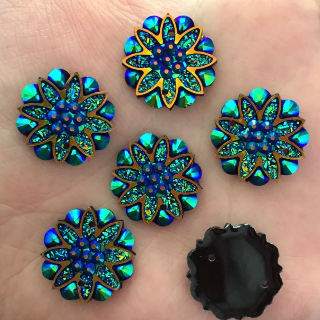 18mm Resin Flower Flatback, Glue On Gem
