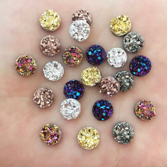8mm Faux Druzy Round, Glue On, Resin Gem - See Color Options
