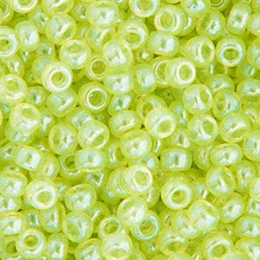 Cuentas de semillas Miyuki 11/0, brillo verde musgo pálido, bolsa de 22 g