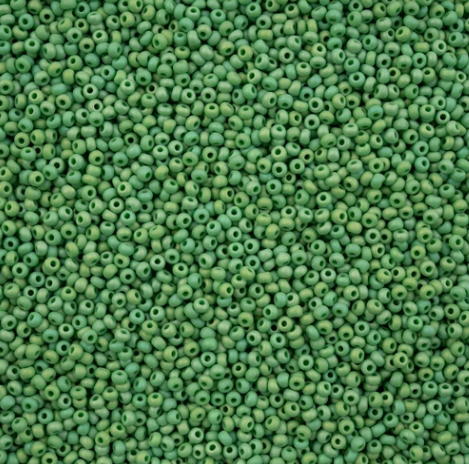 11/0 Preciosa Seed Beads Opaque Green Matt Rainbow