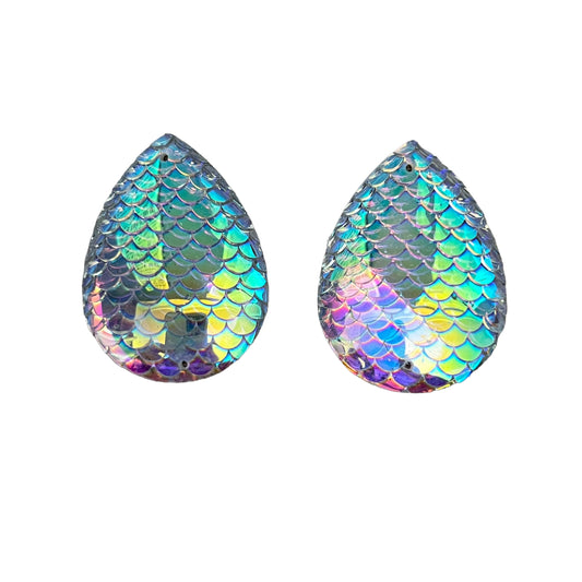 30*40 Clear AB Mermaid Teardrop, Resin, Glue on
