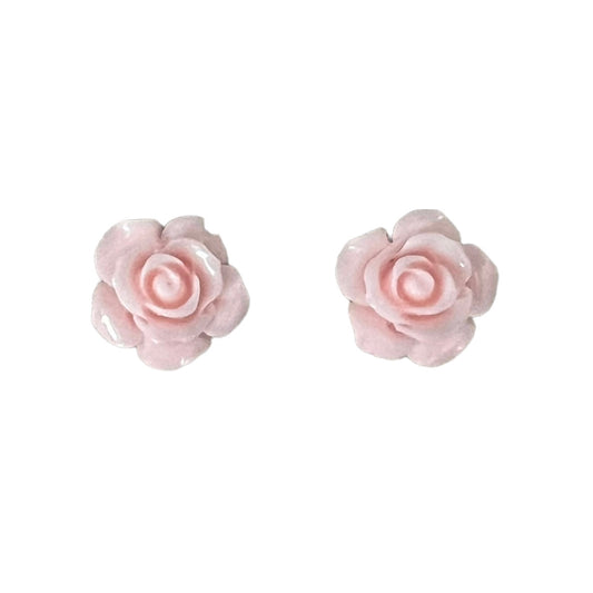 15mm Light Rose Cabochons, Resin, Sold in Pairs