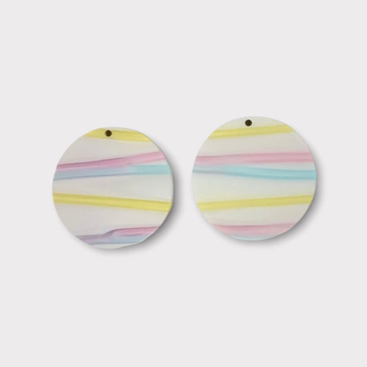 Pastel Marble Acrylic Cabs, One Hole Sew On, Sold in Pairs - See Color Options