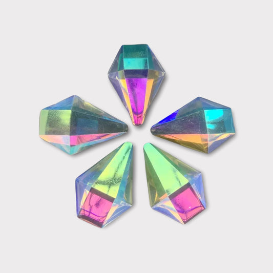 20*28mm Clear AB, Diamond Shape, Glue on, Flat back, Resin Gem, Sold in Pairs