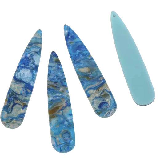 Gema de resina acrílica con forma de lágrima de 11 x 55 mm de largo y un orificio para coser (ver opciones de color)