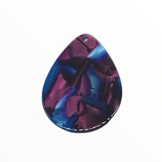 40*31mm Wide Marbled Teardrop Acrylic, One Hole Sew On, Sold in Pairs