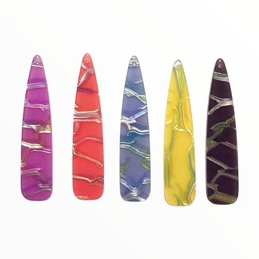 54*12mm Long Stripe Teardrop, One Hole Sew On, Acrylic Resin Gem - See Color Options