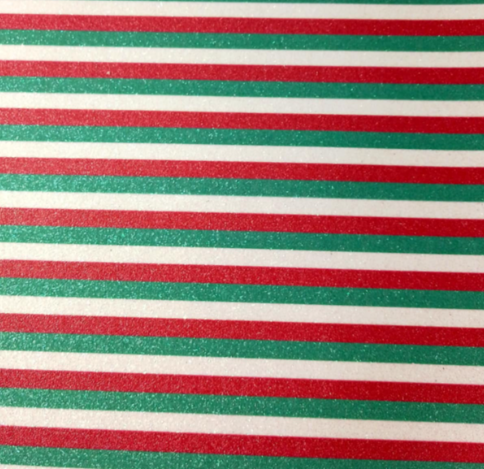 Sparkly Christmas Stripes 8*12 Inch Vinyl Backing Material