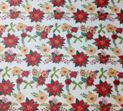 Sparkly Poinsettia 8*12 Inch Vinyl Backing Material