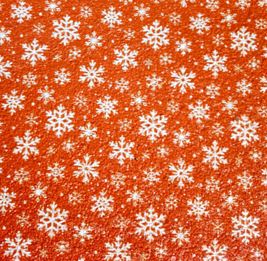 Sparkly Red Snowflakes 8*12 Inch Vinyl Backing Material