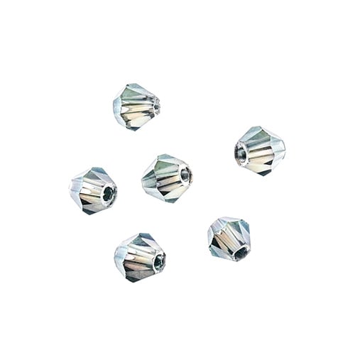 Crystal Lane Bicone 2 Strand 7in (apx96pcs) 4mm Transparent Green Luster