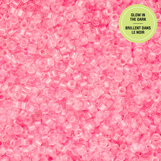 11/0 Cylin Bead, 25g Bag, Glow in Dark - Rose