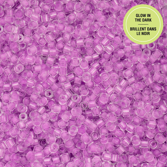 11/0 Cylin Bead, 25g Bag, Glow in Dark - Purple